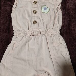 Little Lass Light Pink Romper with Floral Accent